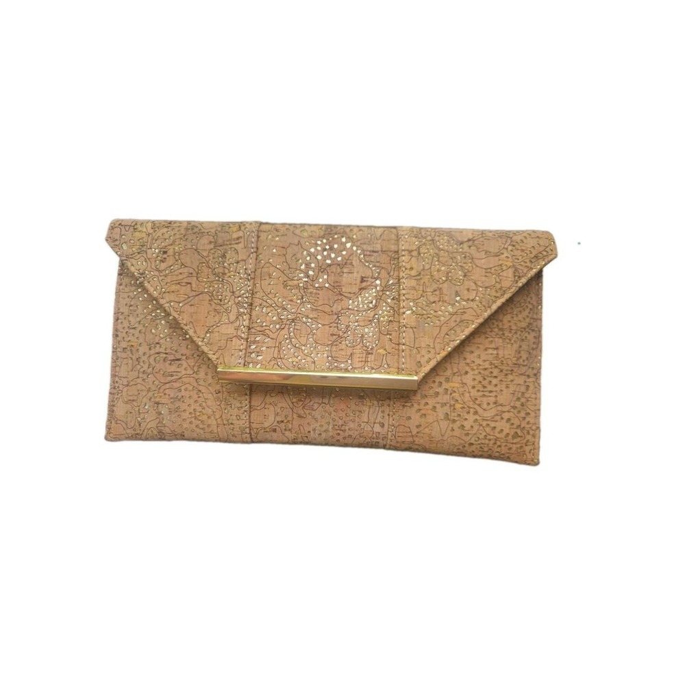 Cork Envelope Clutch Chain Purse Gold Metallic Shoulder Crossbody Bag NWT - Picture 8 of 8